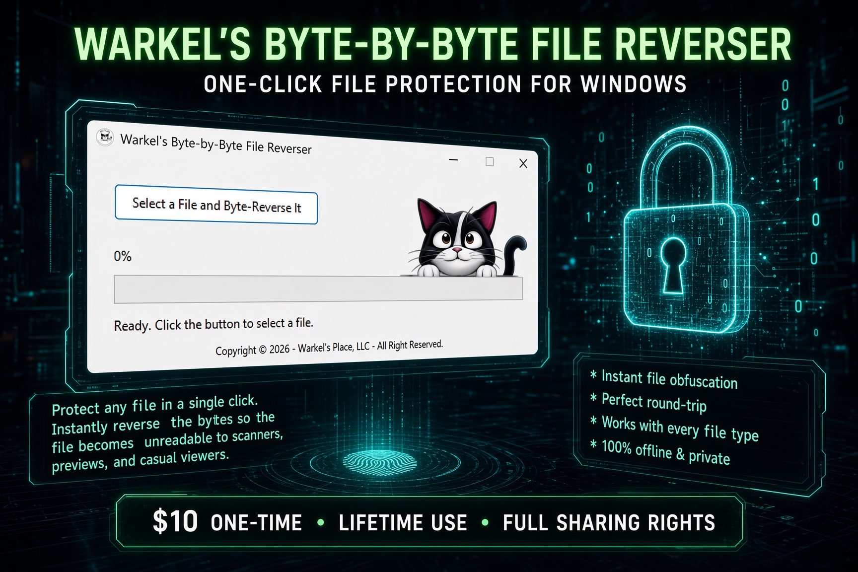 Warkel's Byte-by-Byte File Reverser promotional banner